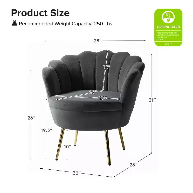 Comfy Barrel Chair with Golden Metal Legs, Living Room Accent Chair