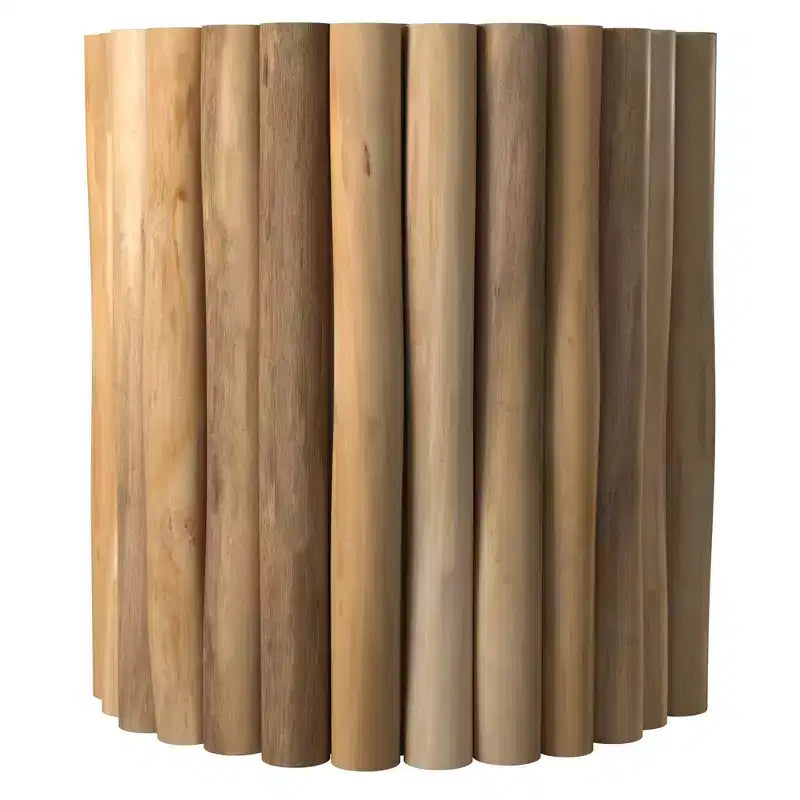 Table d’appoint ronde Prelude East at Main, beige : en teck, sans assemblage, pour l’intérieur et l’extérieur