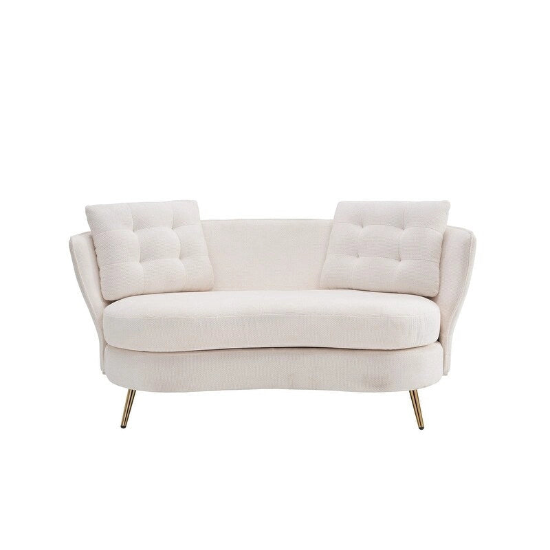 Gepolstertes Sofa mit goldfarbenen Metallbeinen, Club-Zweisitzer für Wohn- und Lesezimmer, Schlafzimmer, Apartment, kleine Räume und Wohnheime
