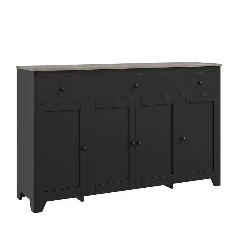 Credenza da 55 con 3 cassetti e 4 ante, mobile contenitore da cucina con ripiano regolabile per sala da pranzo e soggiorno