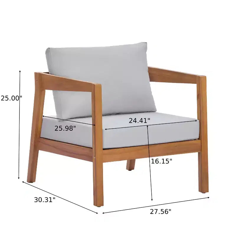 Ensemble de salon de jardin 4/5 pièces en bois d’acacia ModernLuxe, salon d’extérieur avec table basse pour porche/jardin/balcon