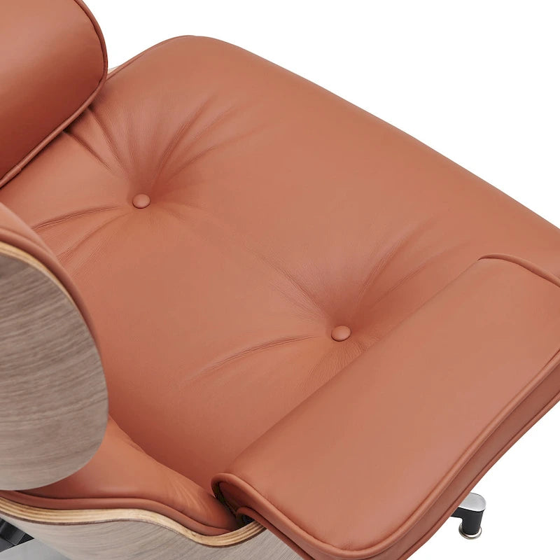 Poltrona reclinabile in pelle, stile moderno di metà secolo