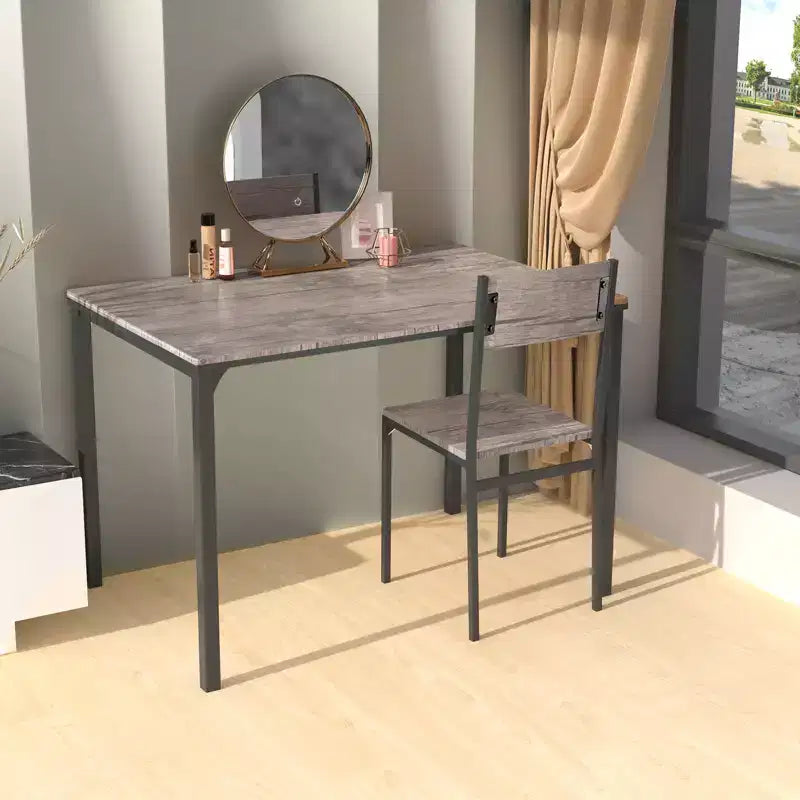 Costway eettafelset met 4 delen, rustieke tafel, 2 stoelen en bank met opbergrek