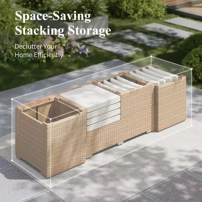 Captiva Designs Outdoor-Loungegruppe aus Korbgeflecht für Garten und Hinterhof