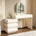 Luxe make-uptafel Whisen met spiegel, verplaatsbaar zijmeubel, 6 opberglades en kruk