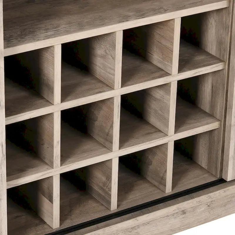 Credenza buffet con ante scorrevoli stile fienile da 53, portabottiglie e mobile contenitore per cucina