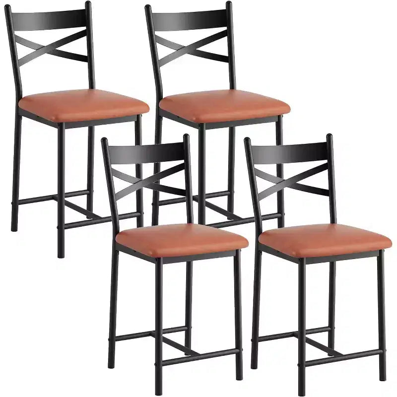 Barhocker, 4er-Set, Barstühle mit PU-Polsterung, Kücheninselstühle mit X-förmiger Rückenlehne und Metallfußstütze, schwarze Stühle in Thekenhöhe