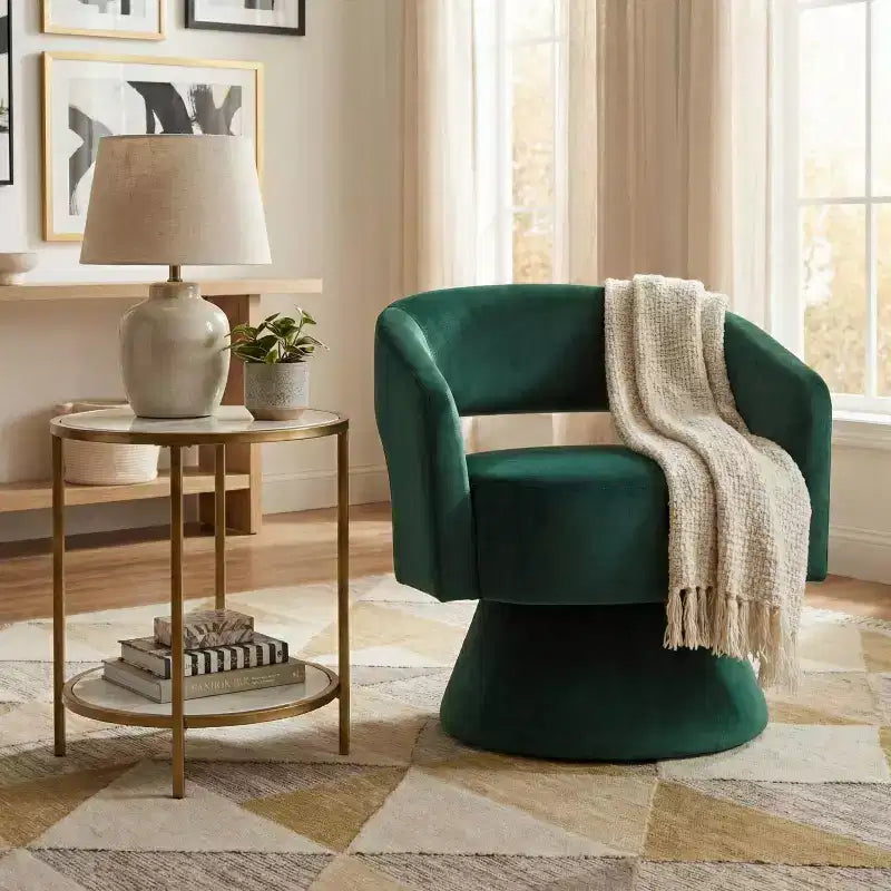GDFStudio Hudson moderne luxe draaifauteuil met fluwelen bekleding