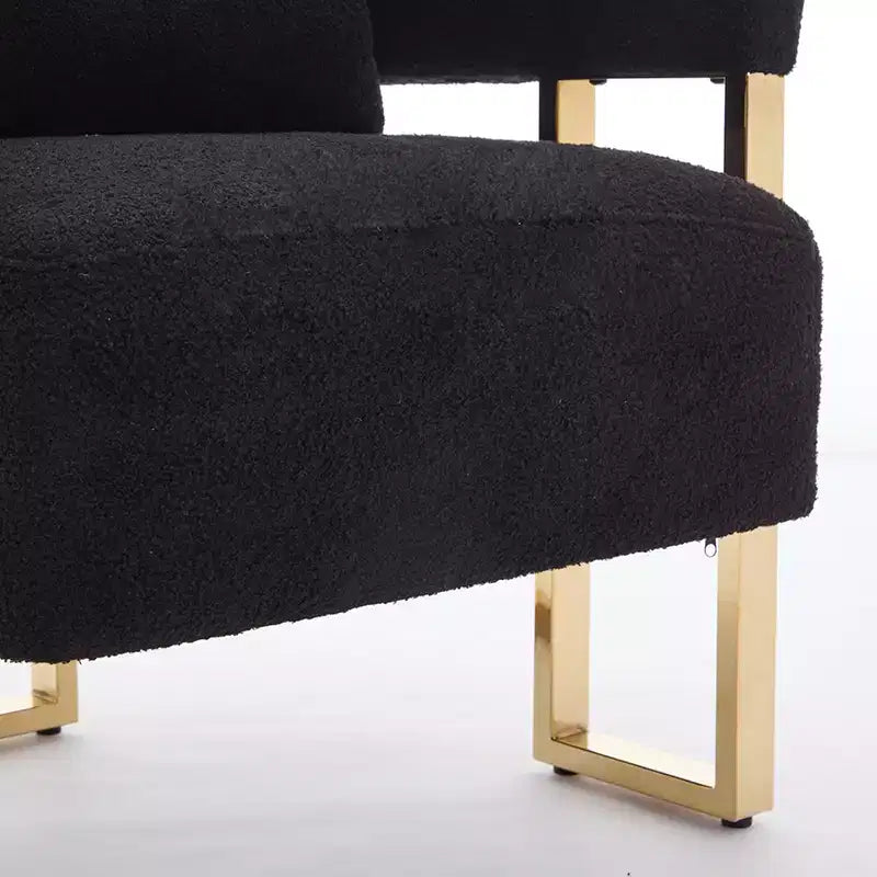 Set van 2 moderne gestoffeerde fauteuils met gouden metalen poten voor woonkamer, slaapkamer of kantoor