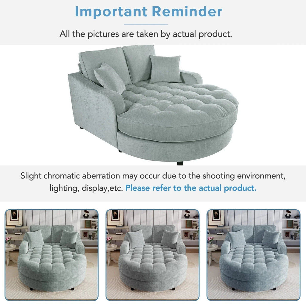 Chaiselongue-Schlafsofa aus Chenille, gepolstertes Sofa mit gesteppter Rückenlehne und 2 abnehmbaren Kissen für das Wohnzimmer