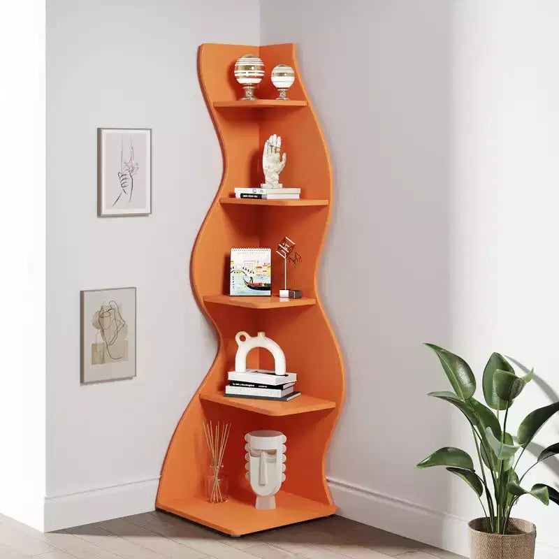 Wand-Eckbücherregal in Seegrasform mit 5 Ablagen