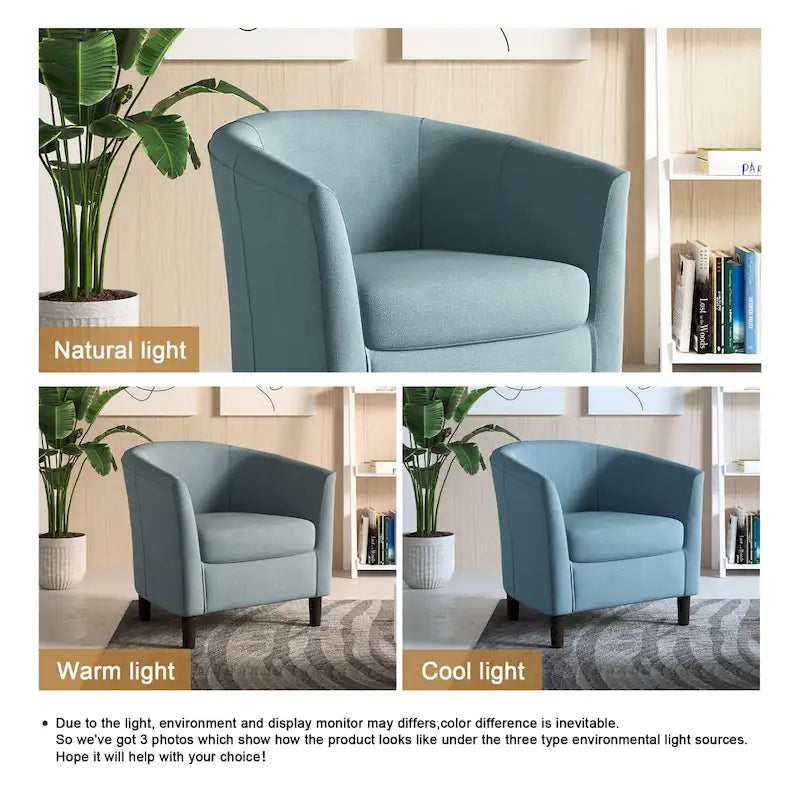 Poltrone d'accento moderne a barile, accoglienti, con braccioli, stile club