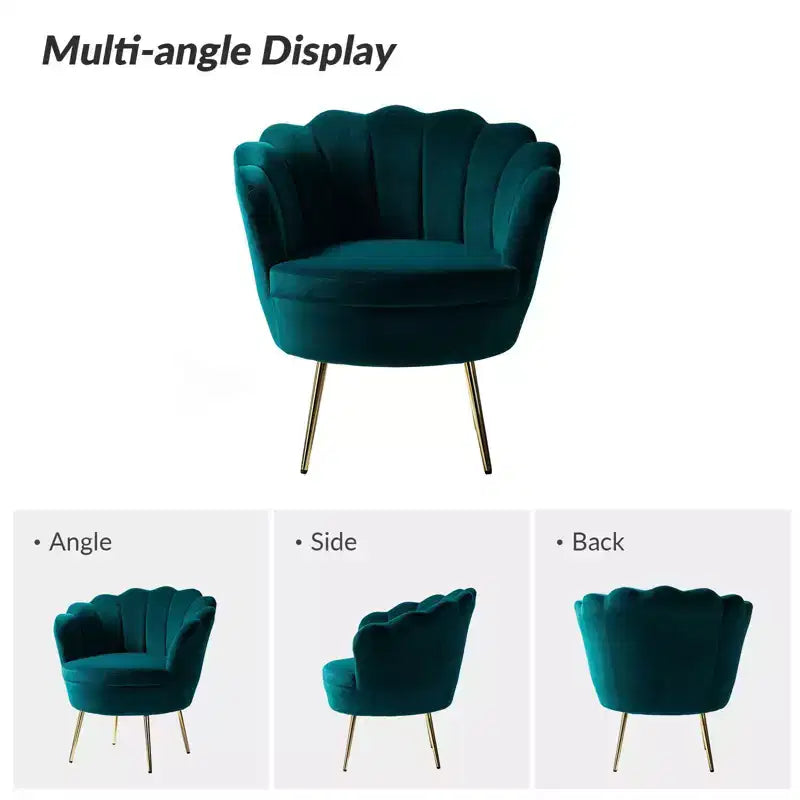 Comfy Barrel Chair with Golden Metal Legs, Living Room Accent Chair