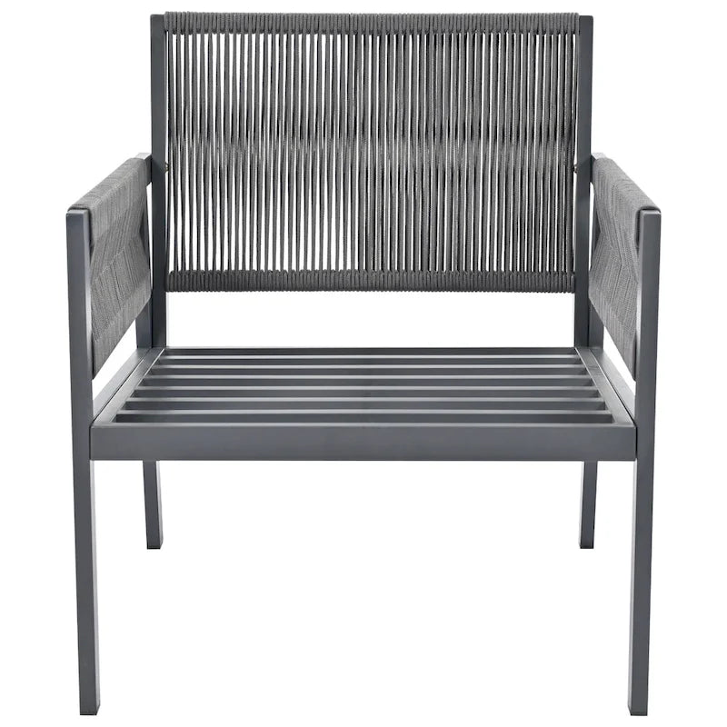 4-delige tuinmeubelset, loungeset voor buiten met tafel van gehard glas, diepe zit en dikke kussens