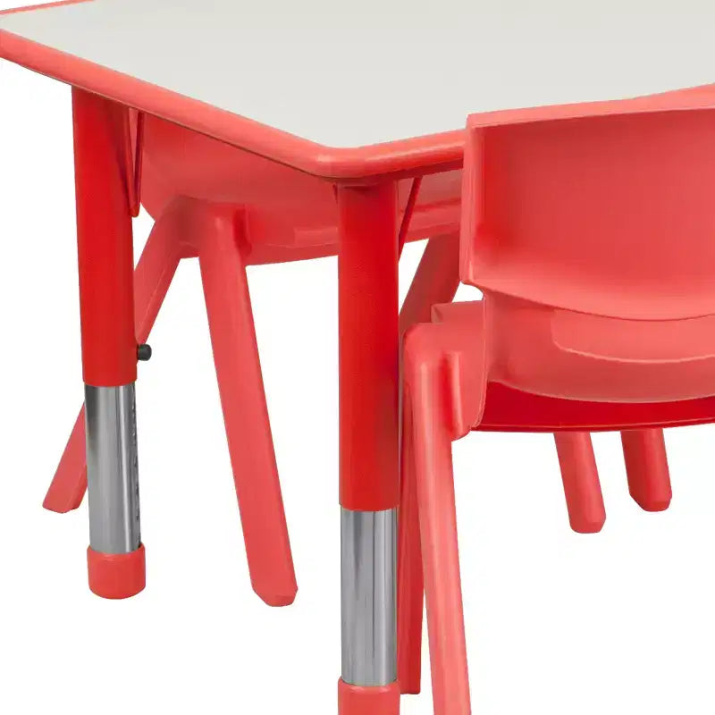Ensemble table d’activités rectangulaire réglable en hauteur en plastique Emma and Oliver, 23.625W x 47.25L, avec 6 chaises