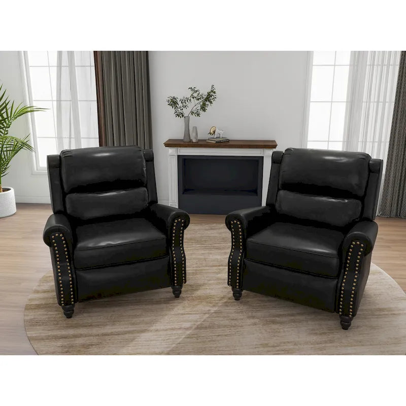 Set mit 2 modernen Relaxsesseln mit gepolstertem Sitz aus Kunstleder/Stoff