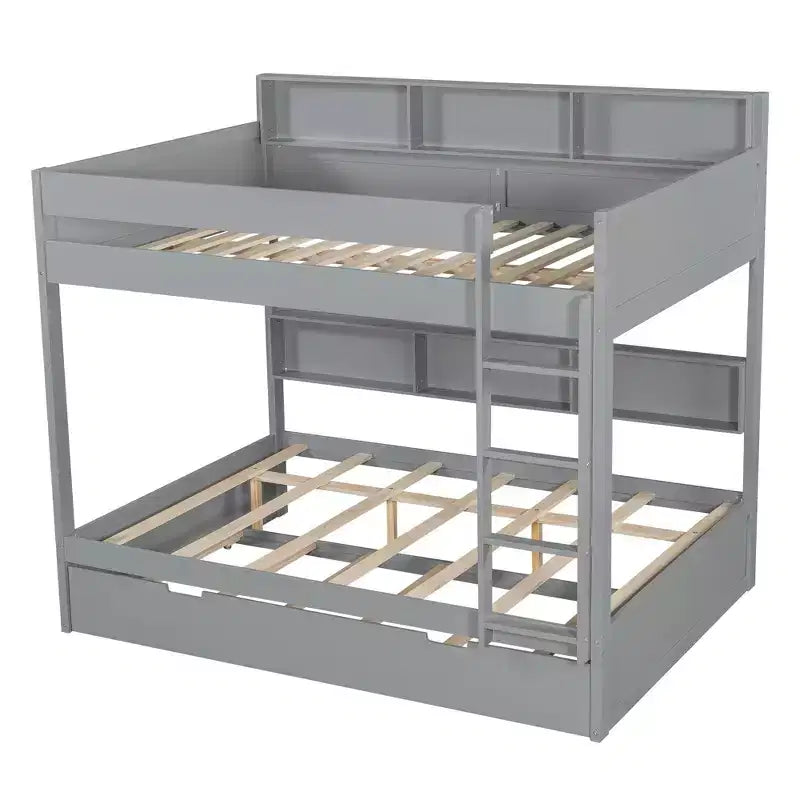 Luxystar modern stapelbed met twee tweepersoonsbedden, planken en onderschuifbed