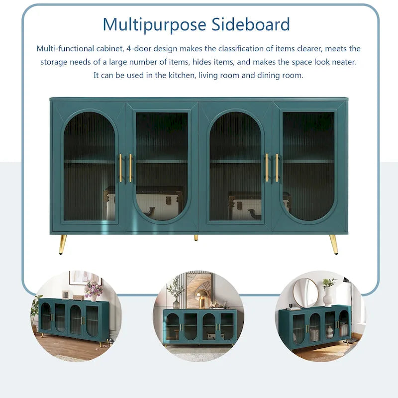 TV-Ständer für Fernseher ab 65 Zoll, TV-Ständer aus Holz mit Aufbewahrungsschrank und verstellbaren Regalböden, Medienkonsole fürs Wohn- oder Schlafzimmer