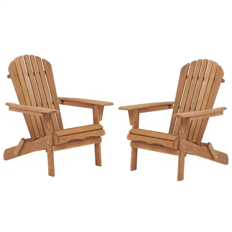 Set mit 2 klappbaren Adirondack-Stühlen aus Holz für draußen, mit Rückenlehne, Holz-Terrassenstühle für Garten und Hinterhof