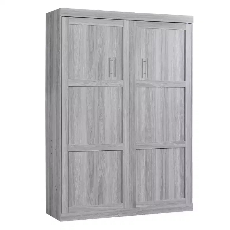 Lit escamotable mural double/simple, armoire-lit en bois, gris