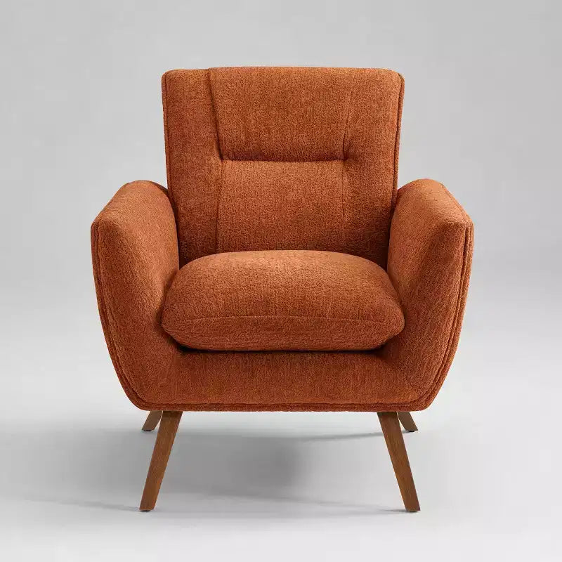 Poltrona d'accento Art Leon in flanella jacquard confortevole con gambe in legno