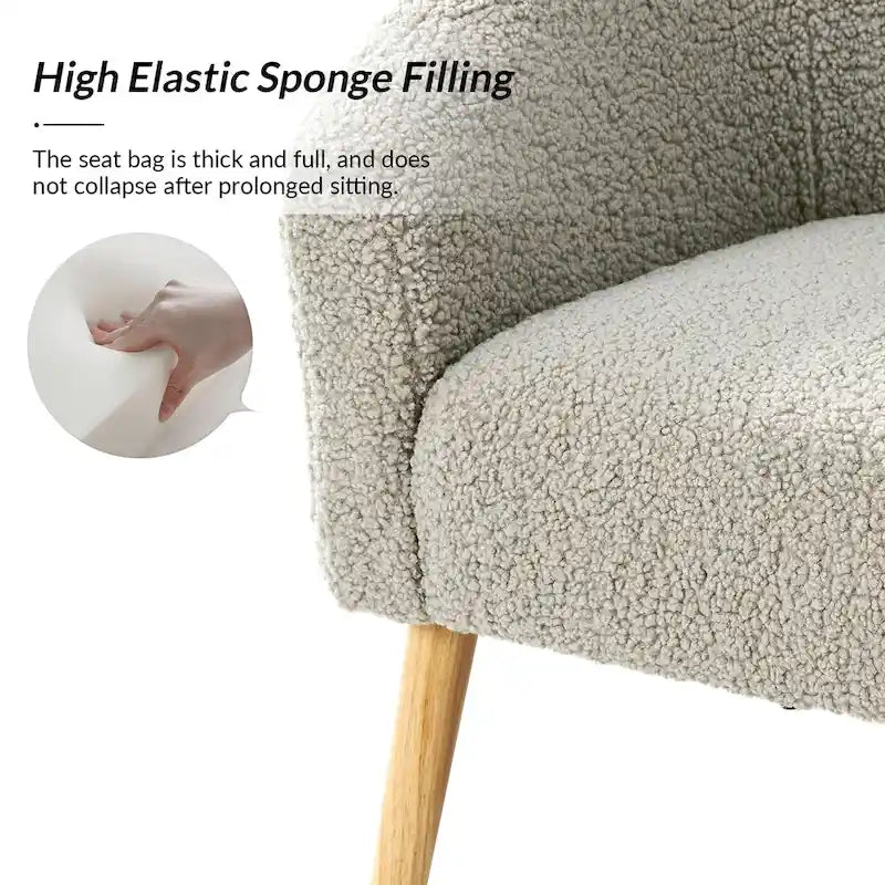 Sheila Moderner 30 W Bouclé-Sessel mit Beinen aus Massivholz, 2er-Set von HULALA HOME