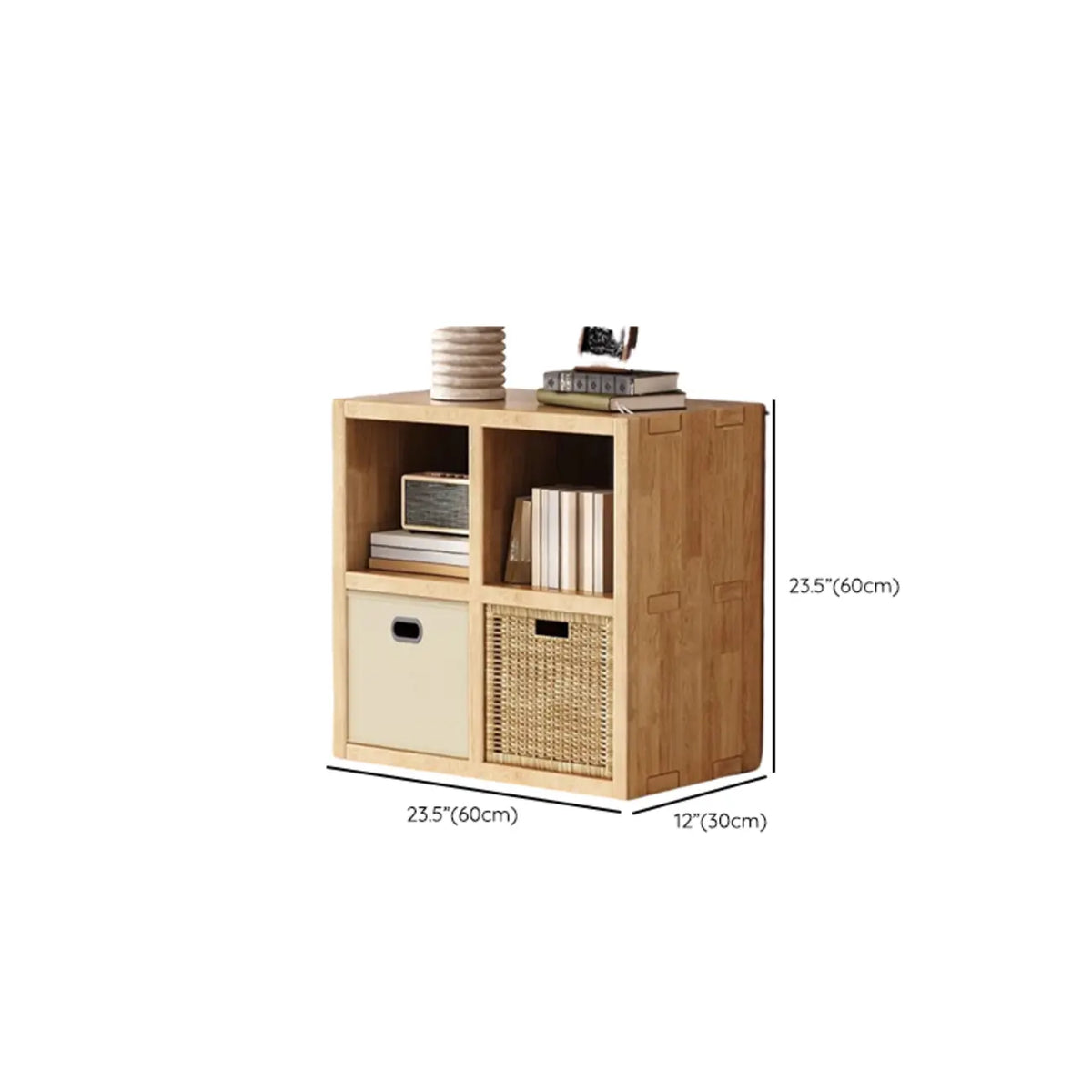 Moderne horizontale houten boekenkast met 8 vakken en naturel afwerking
