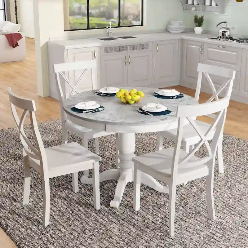 Eetkamertafel met stoelen, set van 5 stuks voor 4 personen