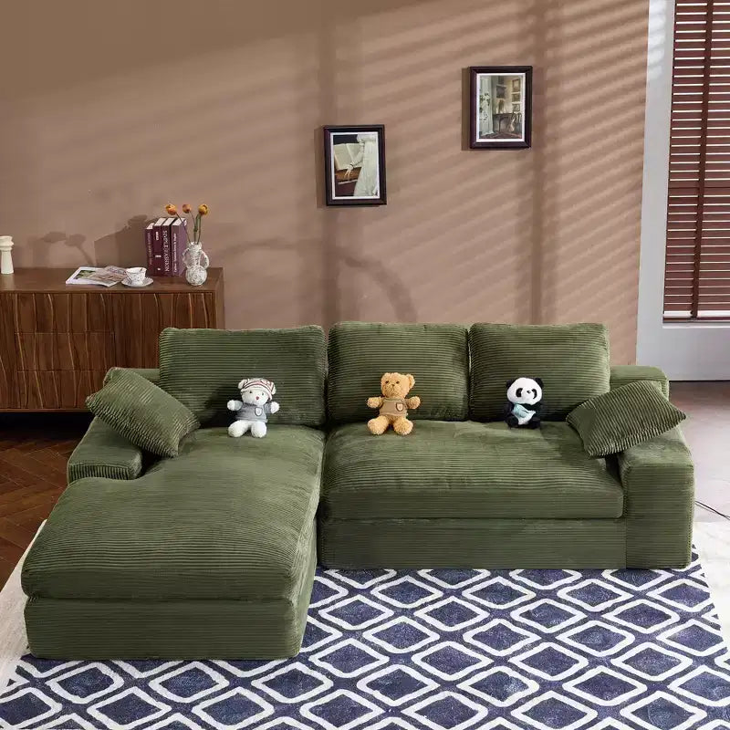 Clihome Cordsofa - weich und hautfreundlich, mit 3 Rückenkissen und 2 Zierkissen