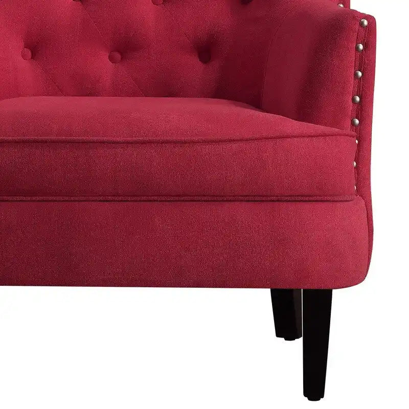 Poltrona decorativa Moser Bay Mignon in velluto/lino, larga 30, con schienale alto e bottoni