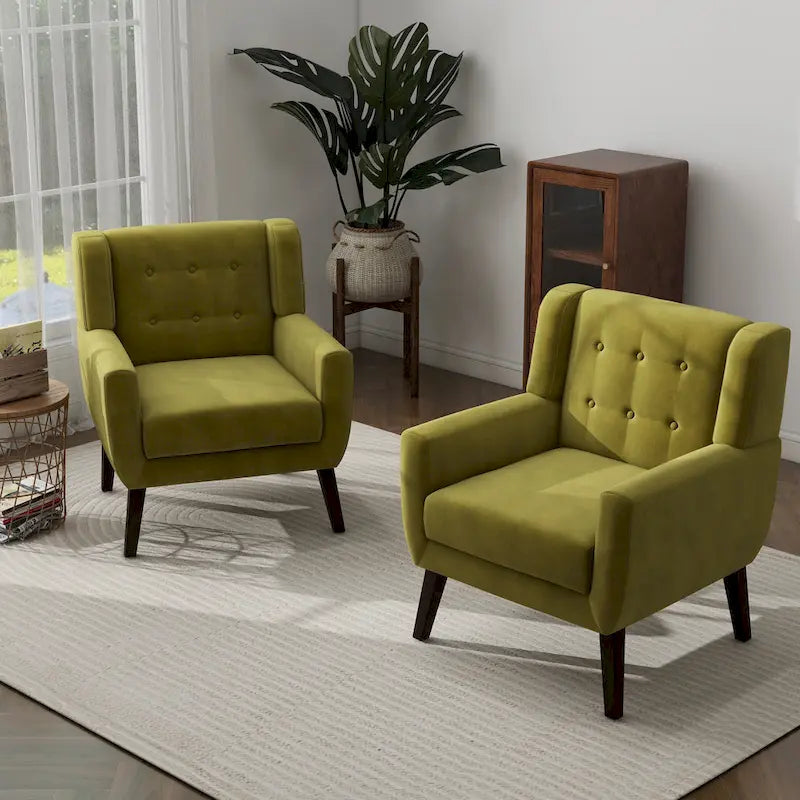 Set van 2 fluwelen fauteuils met armleuningen voor de woonkamer