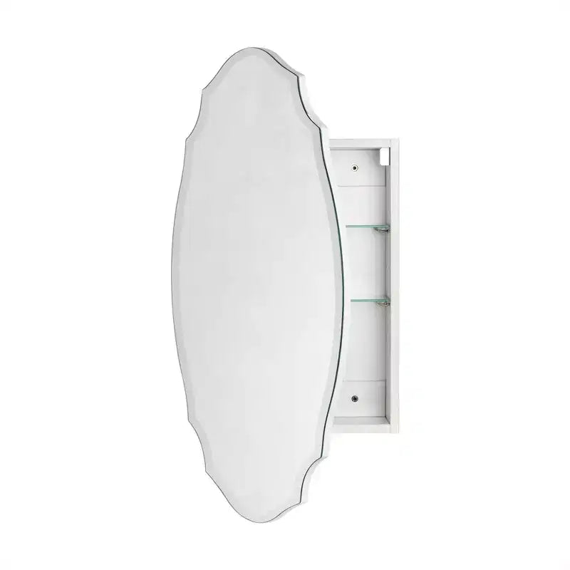 20 in. W x 30 in. H Armoire à pharmacie murale sans cadre, irrégulière et cintrée, avec miroir biseauté