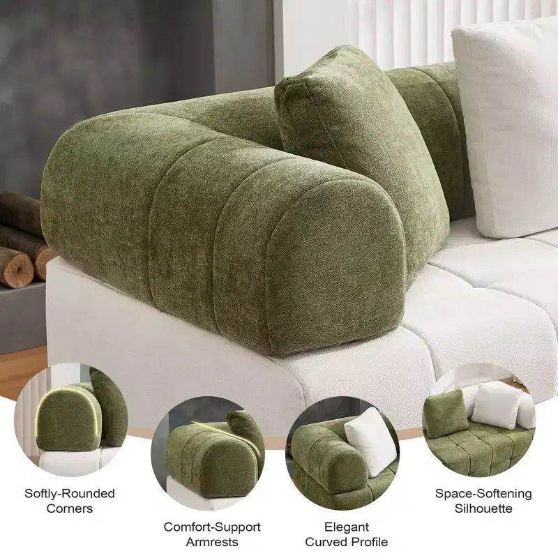 110.23 in. W modulares 4-Sitzer-Chenillesofa im Colorblock-Design mit geschwungenen Armlehnen