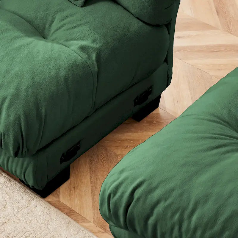 Ecksofa in L-Form, Chenille-Zweisitzer mit Lendenkissen