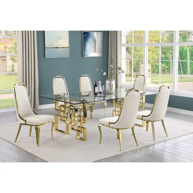 Best Quality Furniture Große Esstischsets mit Glastisch