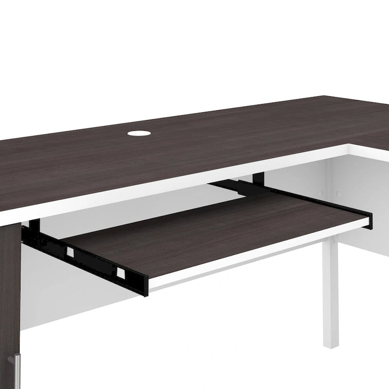 Bush Furniture Somerset 60W L-förmiger Schreibtisch mit Aufsatzregal