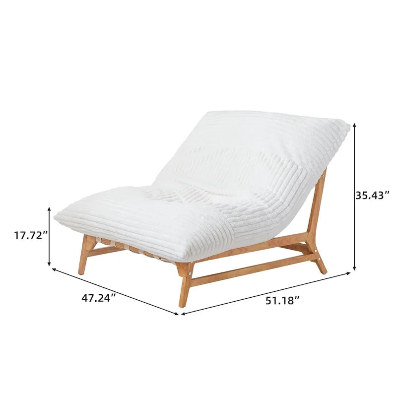 Fauteuil poire d’appoint grand format en peluche, avec structure en bois massif, confortable et garni de duvet