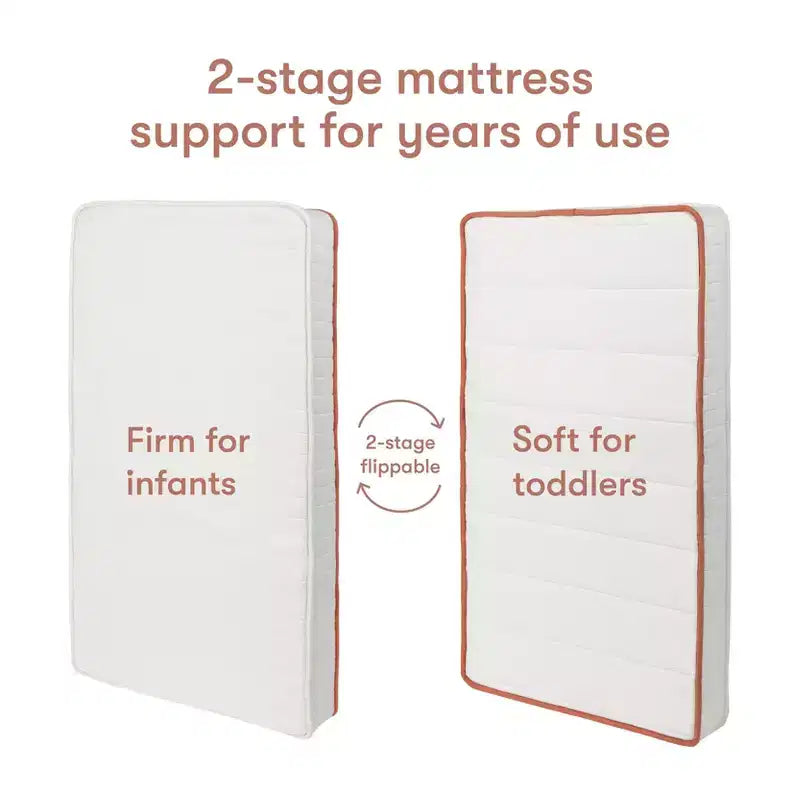 Matelas de lit de bébé biologique Babyletto x Avocado, 2 étapes et 100 % non toxique - Blanc