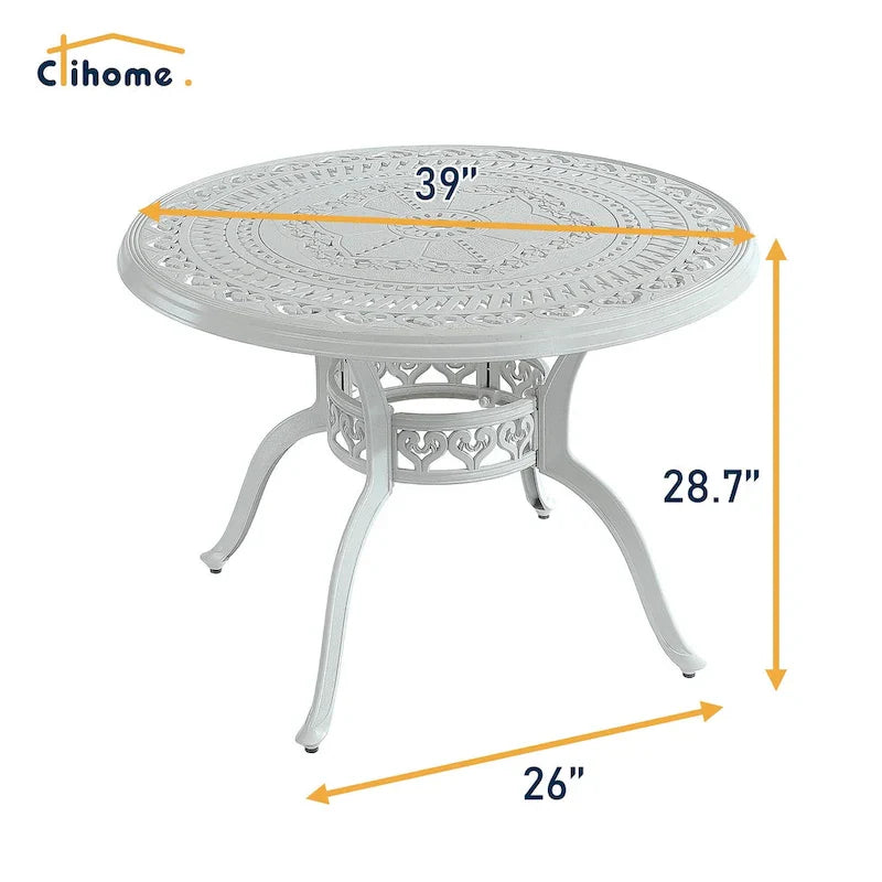 Ensemble de salle à manger de patio en aluminium moulé, 5 pièces, avec 4 chaises pivotantes