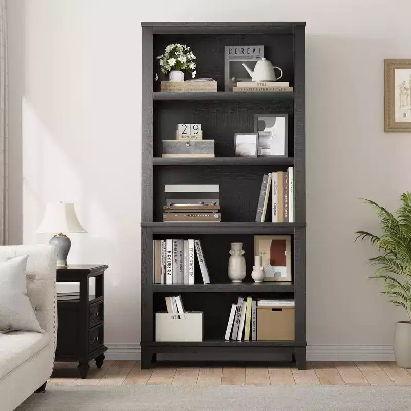 GustoWave 71 Zoll hohes Bücherregal mit verstellbaren Regalböden, 31.5 Zoll breit, Holzregal mit 5 Ebenen im Farmhouse-Stil, Vintage-Bücherregal