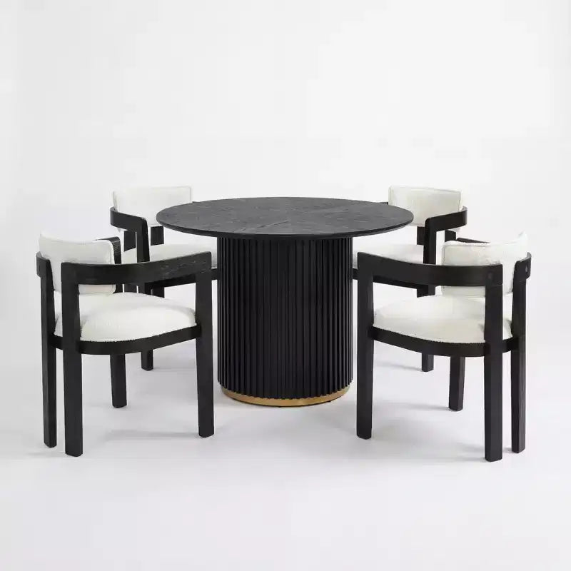 Ensemble de salle à manger moderne rond Christopher Knight Home Shankar de 5 pièces avec chaises rembourrées en bois d’hévéa