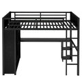 Full XL Size Loft Bed Frame with Built-in Wardrobe