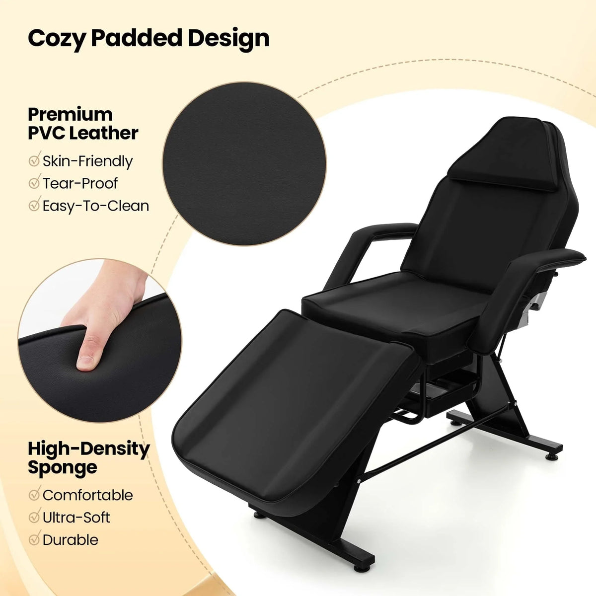 Costway Massageliege 72 mit hydraulischem Hocker, verstellbarer Rückenlehne &