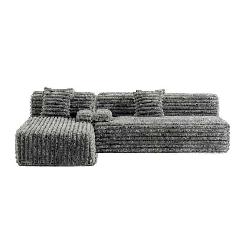 Cloud-Ecksofa, modernes Polstersofa mit 2 Zierkissen, frei kombinierbares Sofa, modulares Ecksofa in L-Form