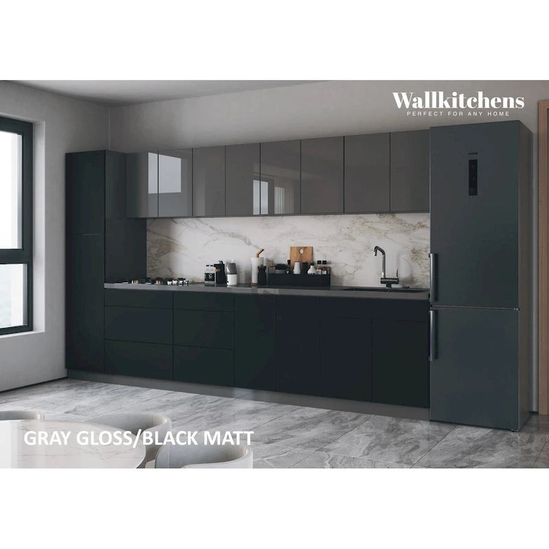 Collezione cucina elegante, base nera, misura 11Ft di larghezza - 135x24