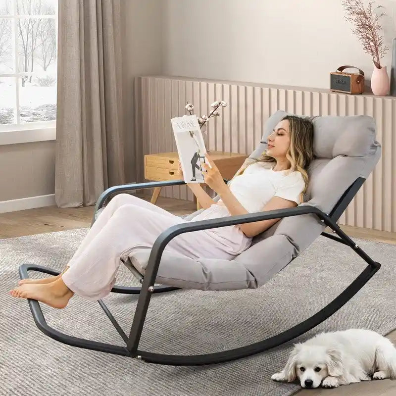 Übergroßer Schaukel-Loungesessel, extra großer Outdoor-Liegestuhl für 450 lbs mit wasserabweisenden Kissen