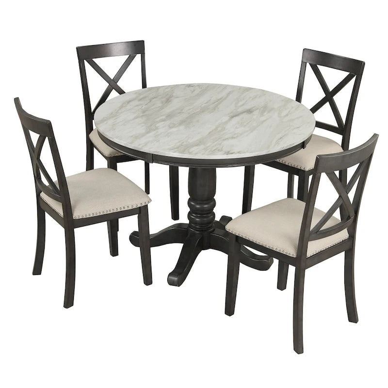 Eetkamertafel met stoelen, set van 5 stuks voor 4 personen