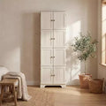Armoire de rangement haute autoportante blanche de 72.4, avec 8 portes et 4 étagères