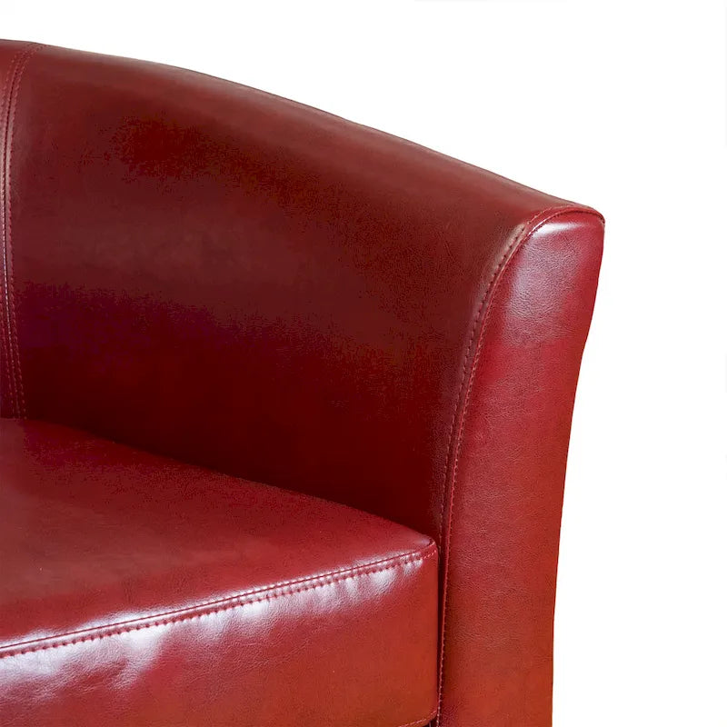 Clubfauteuil met kuipvormige zitting van gebonden leer in ossenbloedrood van Christopher Knight Home