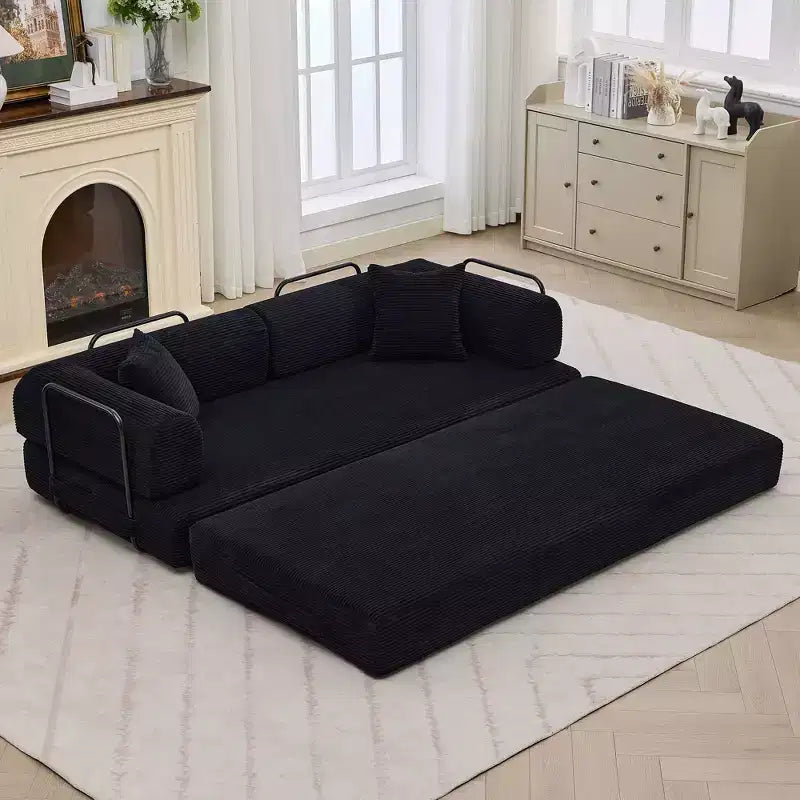 78.7 Boneless Corduroy 4-in-1 Sleeper Sofa Bed, Folding Floor Futon Loveseat with Pillows (No Assembly)